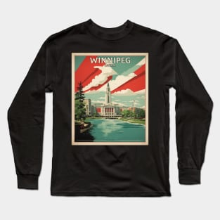 Winnipeg Vintage Poster Tourism Long Sleeve T-Shirt